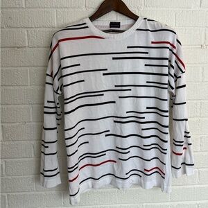 Paul & Shark White Sweater with Black and Red Stripes